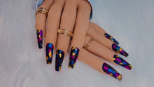 Load and play video in Gallery viewer, Black Matte Multicolored Press on Nails|NailzFirst

