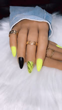 Load image into Gallery viewer, Neon Yellow and Black Press on Nails
