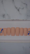 Load and play video in Gallery viewer, Tan and Blue Butterfly Press on Nails|NailzFirst
