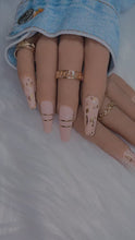 Load and play video in Gallery viewer, Nude Pink Gold Accent Press on Nails|NailzFirst
