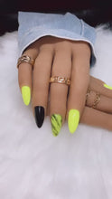 Load and play video in Gallery viewer, Neon Yellow and Black Press on Nails
