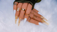 Load image into Gallery viewer, White Nails with Gold Flakes Press on Nails|NailzFirst
