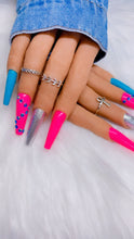 Load image into Gallery viewer, Pink, Blue, and Silver Press on Nails|NailzFirst

