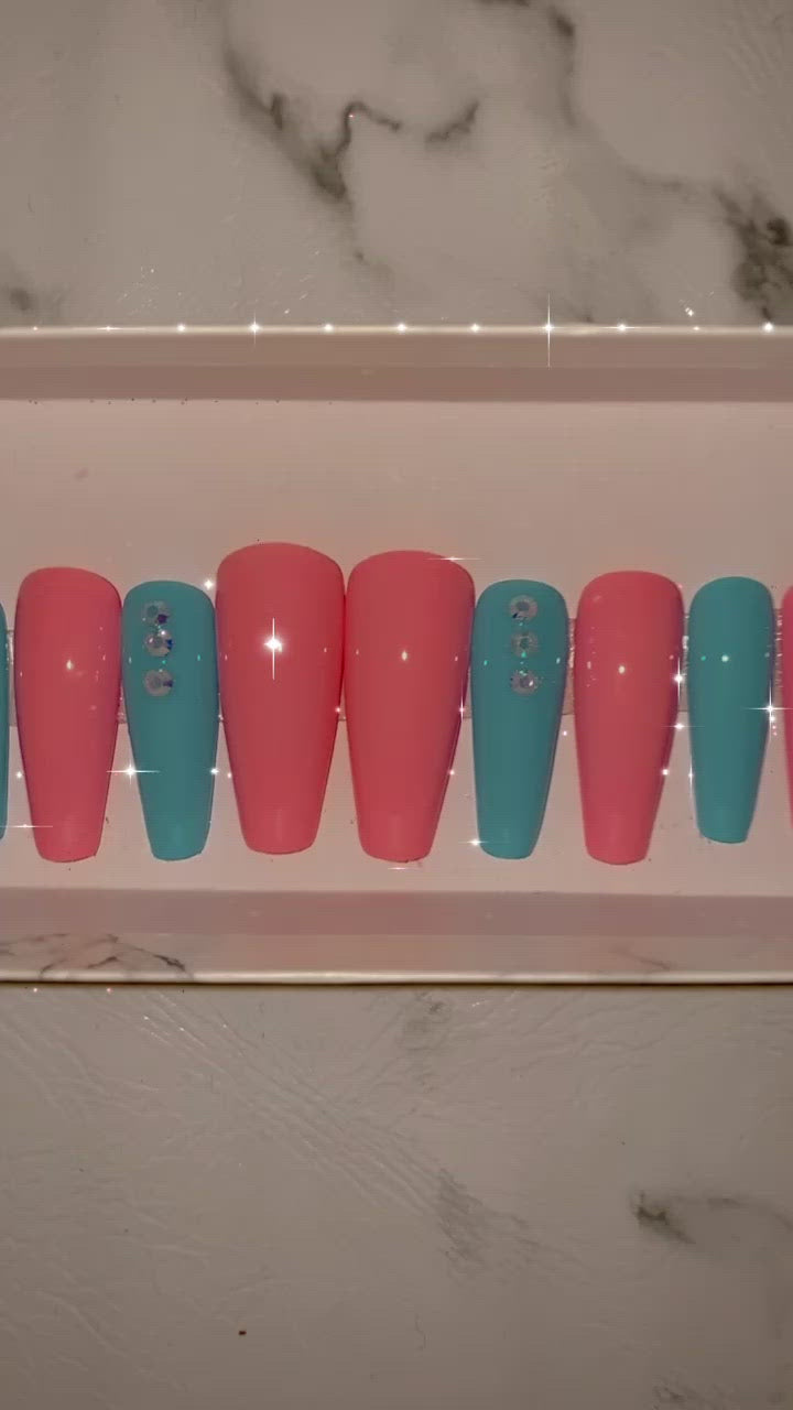 Baby Pink and Blue Press on Nails|NailzFirst