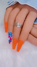 Load and play video in Gallery viewer, Orange Press on Nails w/triangle accent nail|Nailz First
