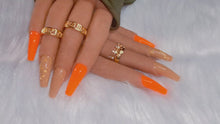Load and play video in Gallery viewer, Orange and Nude Press on Nails|NailzFirst
