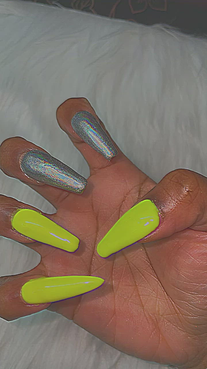 Neon Chrome Press on Nails|NailzFirst