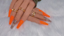 Load and play video in Gallery viewer, Orange Snakeskin Press on Nails|NailzFirst
