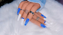 Load image into Gallery viewer, Blue and White Bandana Press on Nails|NailzFirst
