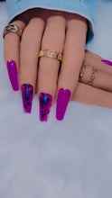Load and play video in Gallery viewer, Magenta Foiled Rhinestone Press on Nails
