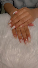 Load and play video in Gallery viewer, White and Gold Press on Nails|NailzFirst
