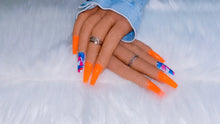 Load image into Gallery viewer, Orange Press on Nails w/triangle accent nail|Nailz First
