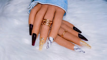Load image into Gallery viewer, Dark Plum Marble and Gold flake Press on Nails|NailzFirst
