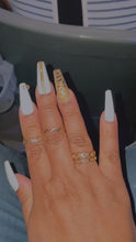 Load and play video in Gallery viewer, White and Gold Accent Press on Nails|NailzFirst
