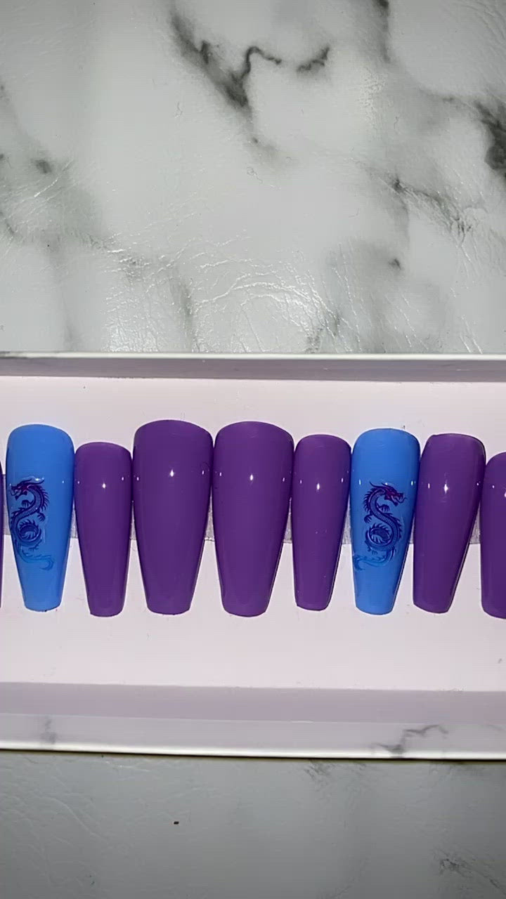 Purple and Blue Press on Nails|NailzFirst