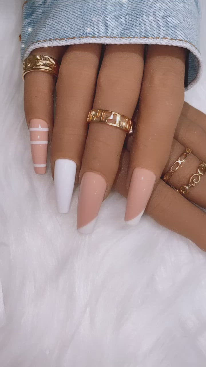 Nude French and White Press on Nails|Nailz First