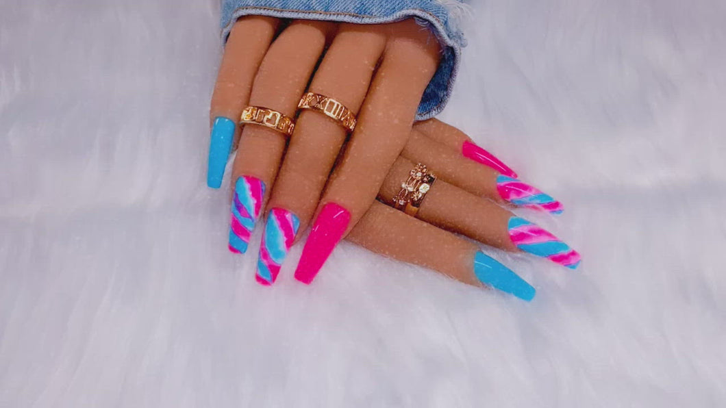 Pink and Blue Press on Nails|NailzFirst