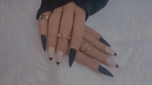 Load and play video in Gallery viewer, Black and Nude Matte Heart Press on Nails|NailzFirst
