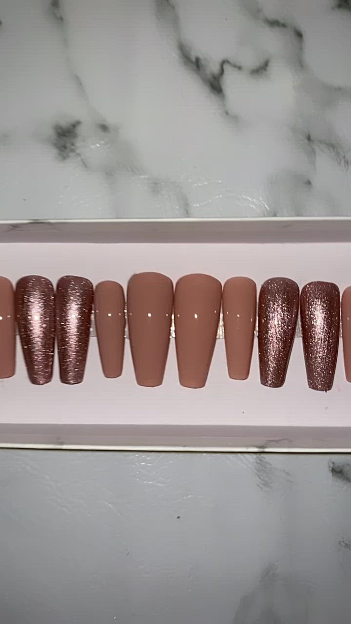 Nude Glitter Press on Nails|NailzFirst