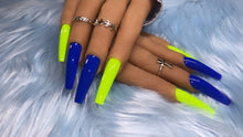 Load and play video in Gallery viewer, Neon Green and Blue Press on Nails|NailzFirst
