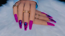 Load image into Gallery viewer, Magenta Foiled Rhinestone Press on Nails
