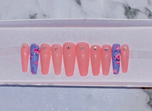 Load image into Gallery viewer, Light Pink and Blue Flower Press on Nails|NailzFirst
