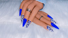 Load image into Gallery viewer, Blue and White Cow Print Nails|NailzFirst

