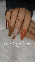 Load image into Gallery viewer, Fall Brown Marble and Glitter Press on Nailz|NailzFirst
