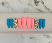 Load image into Gallery viewer, Light Pink and Blue Bling Press on Nails|NailzFirst
