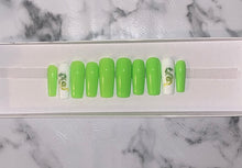 Load image into Gallery viewer, Neon Green and White Press on Nails|NailzFirst
