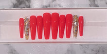 Load image into Gallery viewer, Red with Foil Flake Accents Press on Nails|NailzFirst

