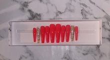 Load image into Gallery viewer, Red with Foil Flake Accents Press on Nails|NailzFirst
