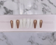 Load image into Gallery viewer, White and Gold Glitter Press on Nails|NailzFirst
