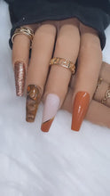 Load and play video in Gallery viewer, Fall Brown Marble and Glitter Press on Nailz|NailzFirst
