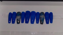 Load image into Gallery viewer, Blue Snakeskin Press on Nails|NailzFirst
