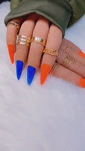 Load and play video in Gallery viewer, Neon Orange and Blue Press on Nails|NailzFirst
