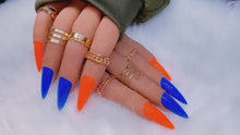 Load and play video in Gallery viewer, Neon Orange and Blue Press on Nails|NailzFirst
