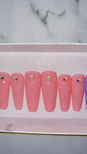Load and play video in Gallery viewer, Light Pink and Blue Flower Press on Nails|NailzFirst
