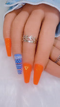 Load and play video in Gallery viewer, Orange Tribal Print Press on Nails|Nailz First
