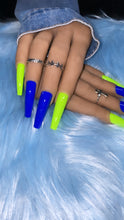 Load image into Gallery viewer, Neon Green and Blue Press on Nails|NailzFirst
