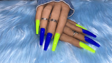 Load image into Gallery viewer, Neon Green and Blue Press on Nails|NailzFirst
