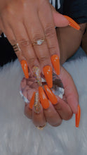 Load image into Gallery viewer, Orange and Gold Glitter Press on Nails|NailzFirst
