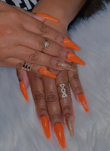 Load image into Gallery viewer, Orange and Gold Glitter Press on Nails|NailzFirst
