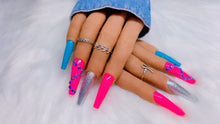 Load image into Gallery viewer, Pink, Blue, and Silver Press on Nails|NailzFirst
