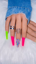 Load image into Gallery viewer, Pink and Green Bling Press on Nails|NailzFirst
