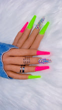 Load image into Gallery viewer, Pink and Green Bling Press on Nails|NailzFirst
