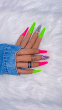 Load image into Gallery viewer, Pink and Green Bling Press on Nails|NailzFirst
