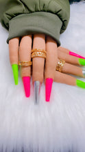 Load image into Gallery viewer, Pink and Green Glitter Press on Nails|NailzFirst
