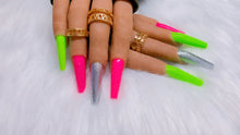 Load image into Gallery viewer, Pink and Green Glitter Press on Nails|NailzFirst
