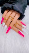 Load image into Gallery viewer, Pink and White Bling Press on Nails|NailzFirst
